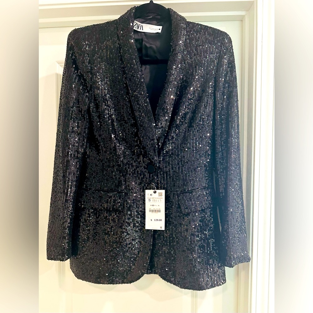 Brand New Black Zara Sequins Jacket